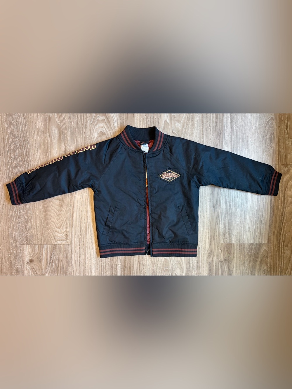 NWT Harley Davidson 4T 5T Bomber Jacket 120th Anniversary *FLAWED SLEEVE* Kids